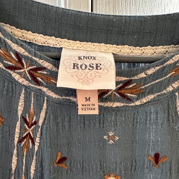 Knox Rose Embroidered Blue Blouse - Picture 3 of 4